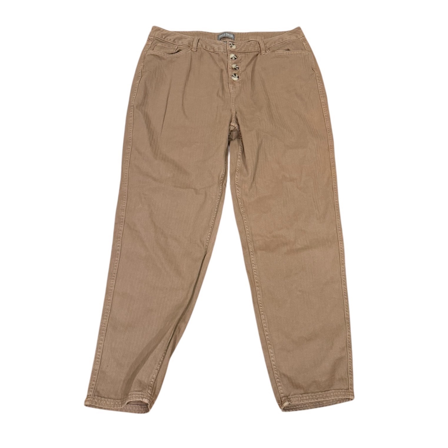 Falls Creek Womens Deep Rose Cotton Button Fly Straight Leg Pants Size 16 Twill